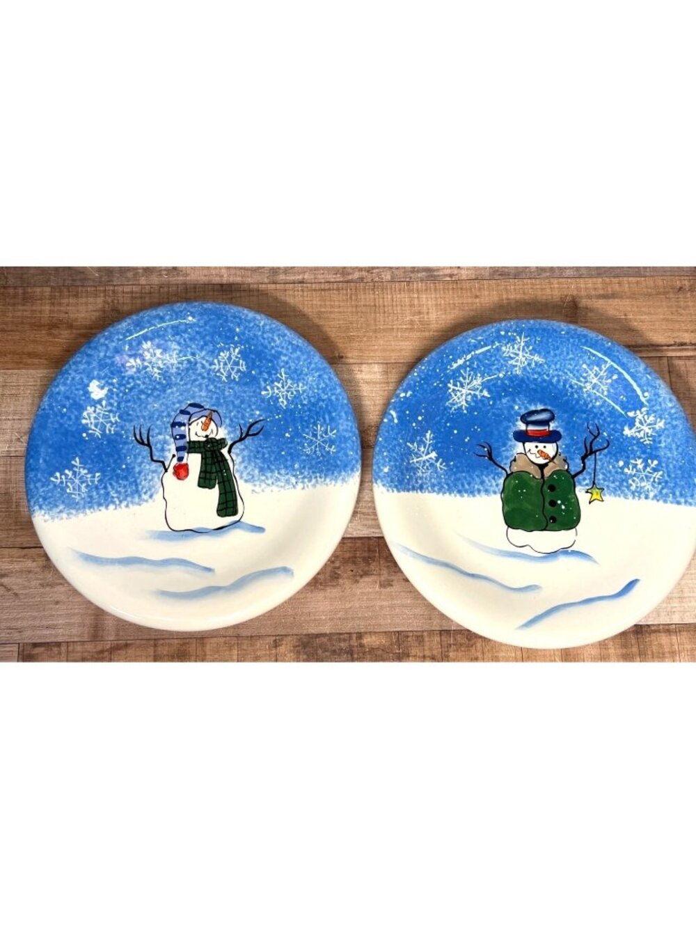Sonoma "Button Up" Snowman Plates Set Of 2